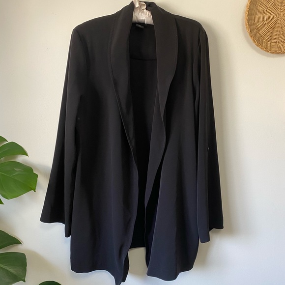 Black Open Front Blazer with Stretch - Picture 2 of 7